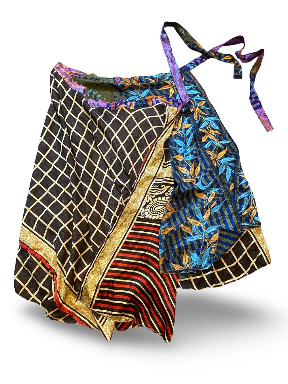 Boho reversible wrap skirt- Purple and Teal